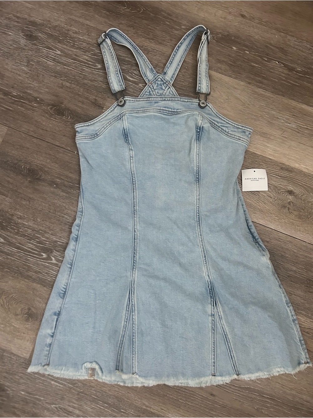 American Eagle Outfitters Light Blue Denim Pinafore Dress